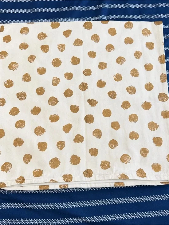 IKEA White with Gold Polka Dot Print Cushion Cover Set