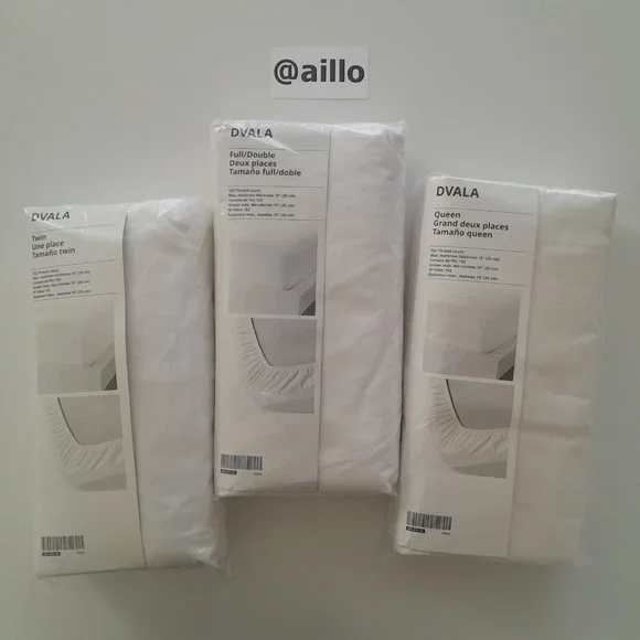 IKEA DVALA Fitted sheet, white, full double