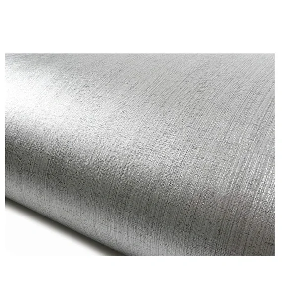 New. Silver Textured Peel and Stick Wallpaper Roll