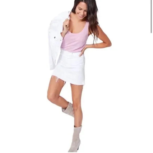 Paige Jeans Aideen exposed white button skirt 29