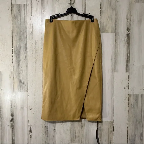 LuLaRoe Tan Soft Faux Leather Pencil Skirt