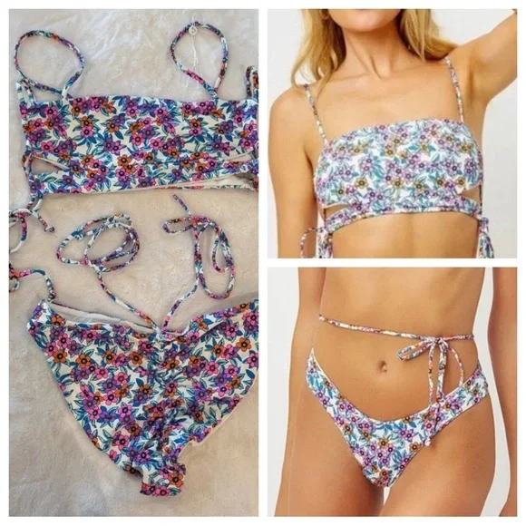 New! Set Frankies Bikinis Flower Farm Floral Bikini Set 31483