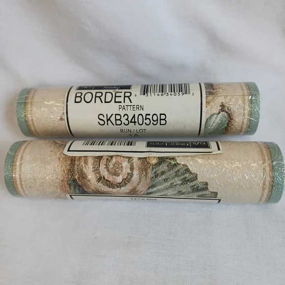 Grace Lewis Studio Seashells Beach Border Fabric Lot