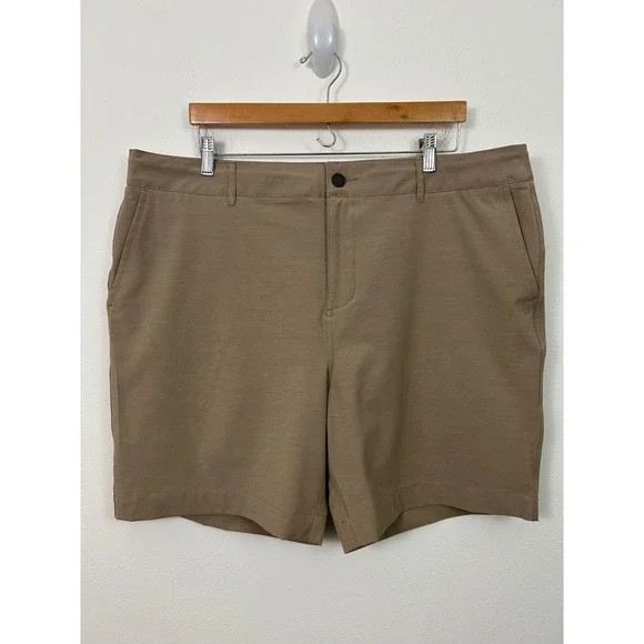 Faherty All Day Shorts Mens 38 Khaki Tan Drawstring Stretch‎