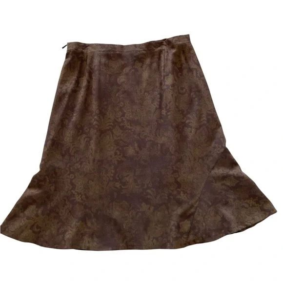 Brown and Gold Flouncy Circle Skirt, Sz EU 50, US 18-20
