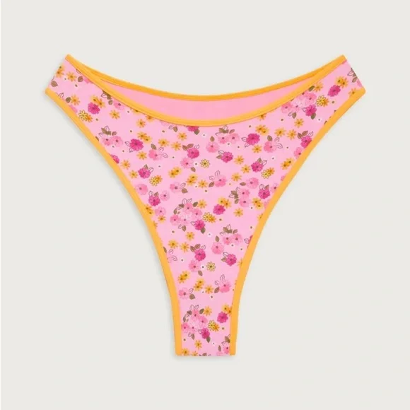 New! Frankie's Bikinis Laura Cheeky Bikini Bottom Queens Bath Floral 1077