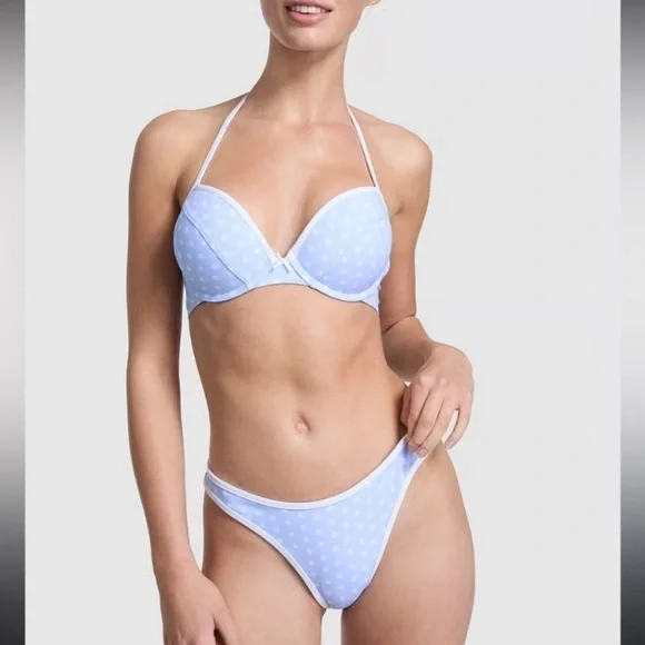 New! Frankie's Bikinis SET Addison Annabelle Blue Polka Dot Bikini 1584