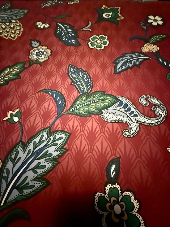Vintage Wallpaper Floral Paisley Burgundy Seabrook Design Unused Roll MultiColor