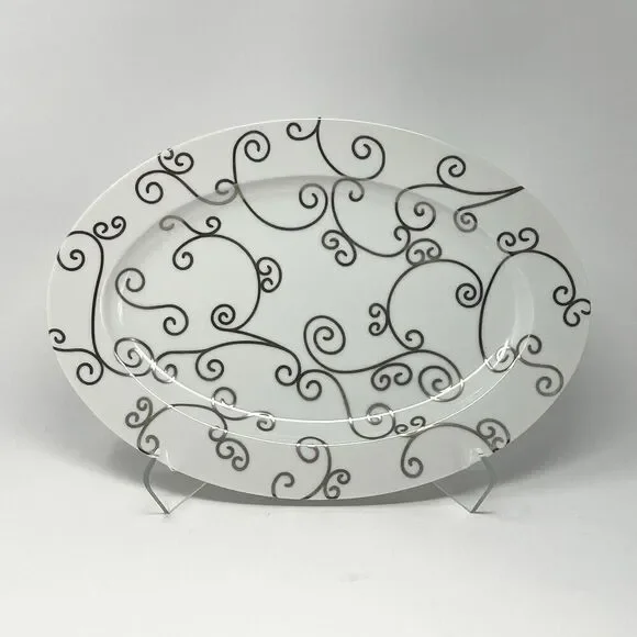 LS Collection Sevilla By Vicente Wolf Metallic Scrolls Serving Platter 10x14”