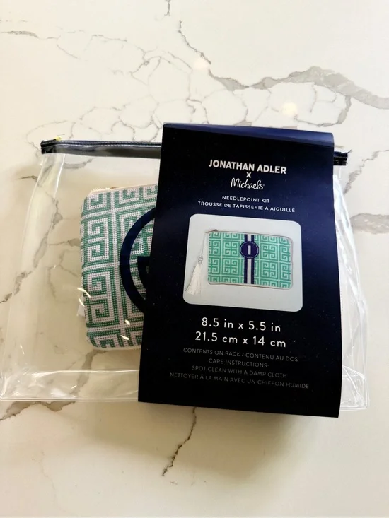 Michaels x Jonathan Adler needlepoint kit monogram pouch DIY