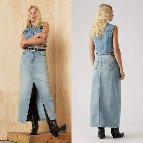 LEVI’S ANKLE COLUMN SKIRT in Vintage Blue