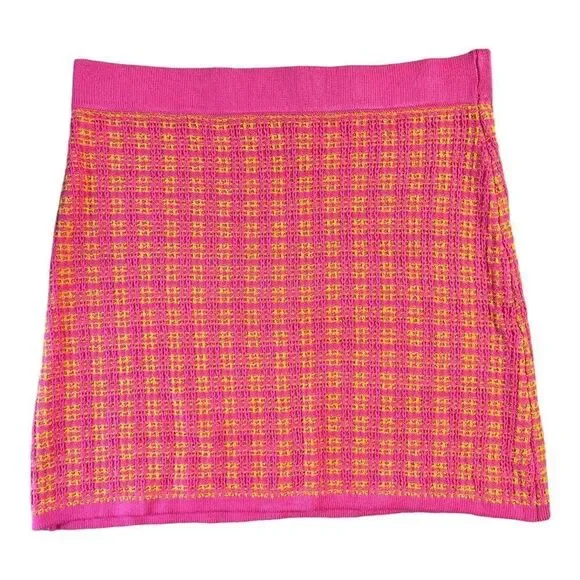 Free Assembly Hot Pink Tweed Mini Sweater Skirt Women’s Size XL NWOT Y2K 90s