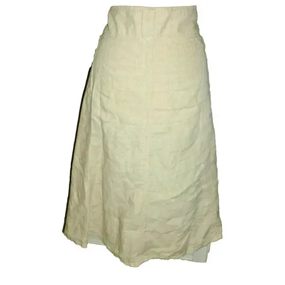 CANDA Linen Collection 100% LINEN A-LINE‎ BEIGE Skirt 43x28