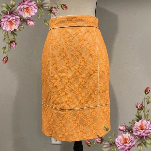 ANTONIO MELANI Yellow Lace Midi Skirt