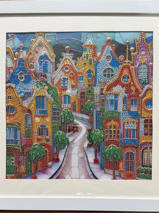 Colorful Gemstone Cityscape Wallpaper Art Panel - Multicolor