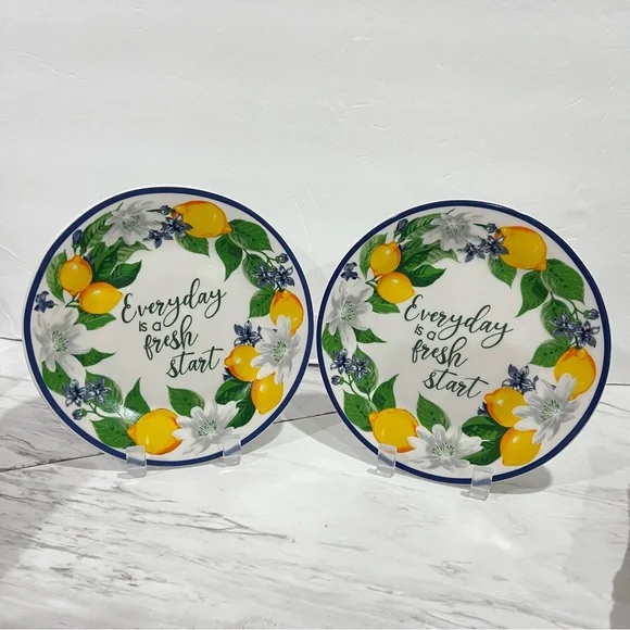 Royal Norfolk Lemon Floral Salad Plates Ceramic 7.5