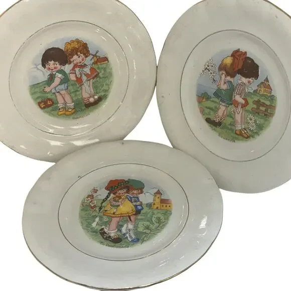 Childrens Antique Plates Made in France Whimsical