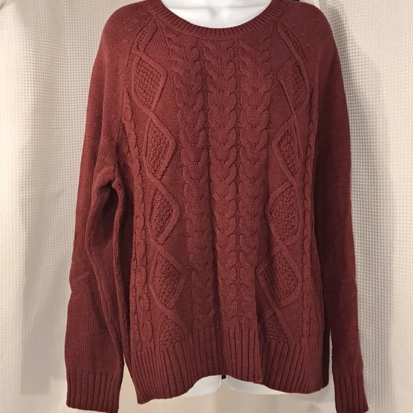 NWT Burgundy Cotton Blend Sweater by Leo & Nicole