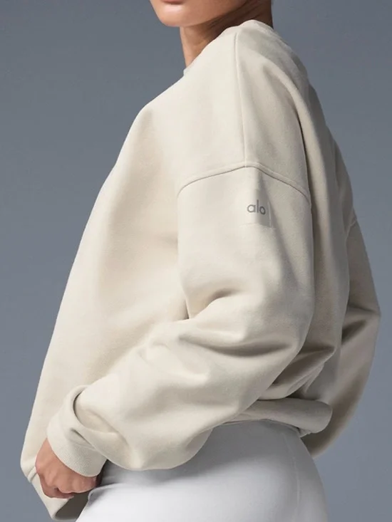 Alo Renown heavyweight crewneck sweatshirt women’s large oversized bone tan