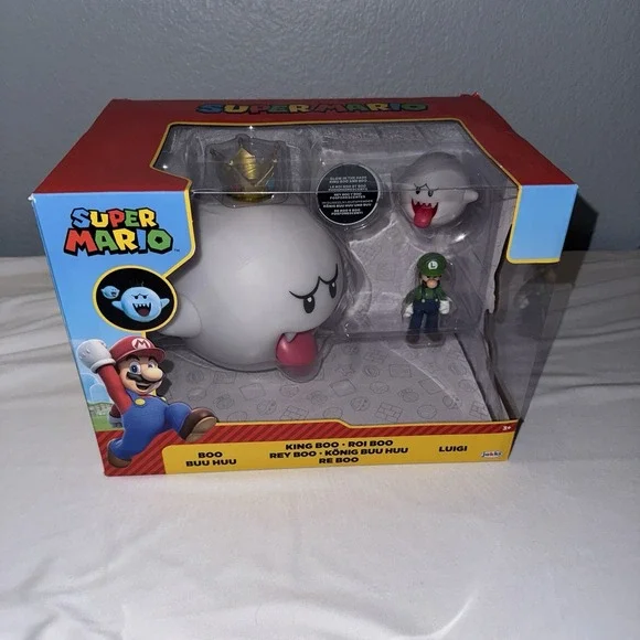 2024 JAKKS Pacific Super Mario KING BOO, LUIGI, and BOO 3pk Glow in the Dark NEW