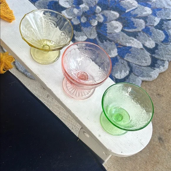 Three Vintage Depression Glass Dessert Cups