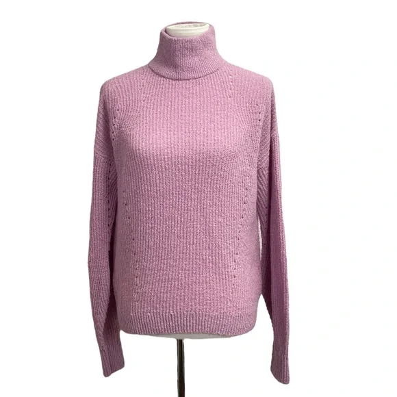 Ann Taylor Long Sleeve Turtleneck Wool blend Sweater, Medium. Light pink purple