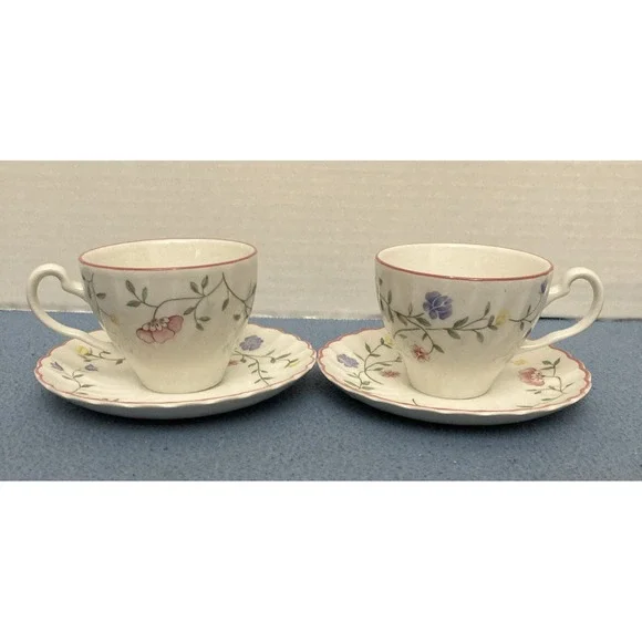 Johnson Brothers England Summer Chintz Tea Cups‎ & Saucers - Set of 2