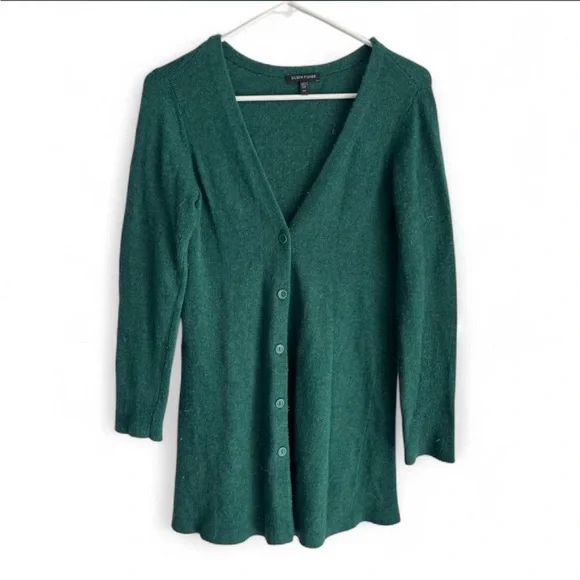 Eileen Fisher Forest Green Knit cardigan size XS