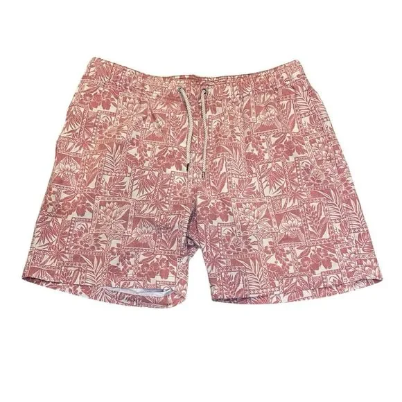 Faherty Swimwear Men’s XXL Pink Pull Swim Trunks Tropical Floral Beacon 7”