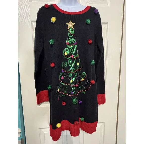 United States Sweaters Women's Multi‎ Color Christmas Sweater/ Dress Size Large