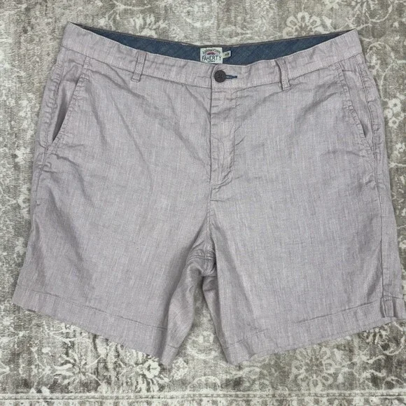 Faherty Men's Chino Shorts Linen Blend Blush Pink 35 Preppy Coastal Beach Casual