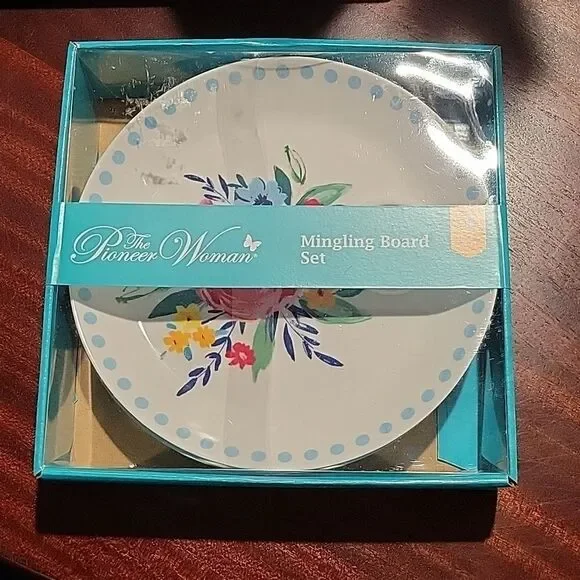 Pioneer Woman Mingling Board Set for appetizers & wine glass CLEARANCE