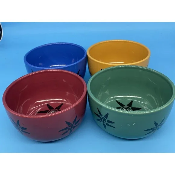 Tobin James Winery Branded Ceramic 4 Bowl Set. Multicolored Cereal Ice Cream