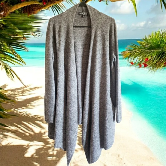 Barefoot Dreams Cardigan Womens L/XL Gray Draped COZYCHIC Lite Warm Sweater