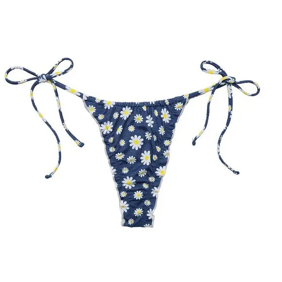 New! PINK x Frankie's Bikinis Blue/White Daisy Reign Bikini Bottom 3733