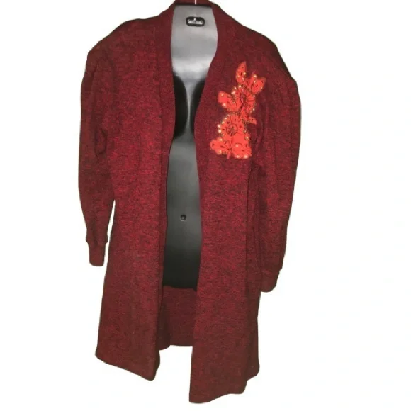Long Marled Red Long sweater with pockets in Large