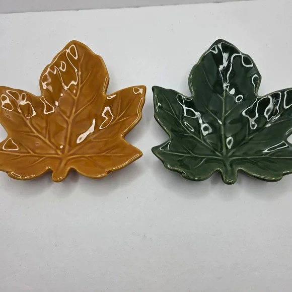 Ceramic Leaf Trinket Dish Set Small 6