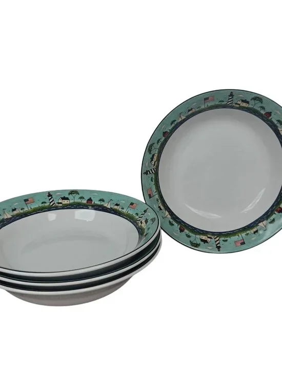 Warren Kimble Coastal Breeze Soup Salad Cereal Bowls 1998 8