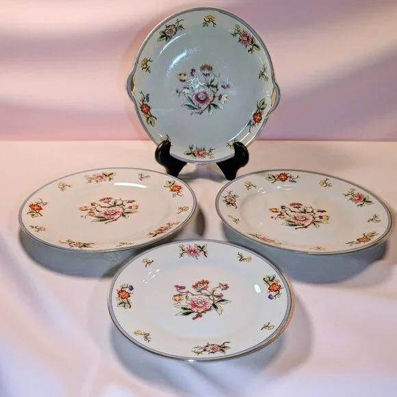 Antique 1911 Noritake Rouen Nippon Hand Painted 4pc Set