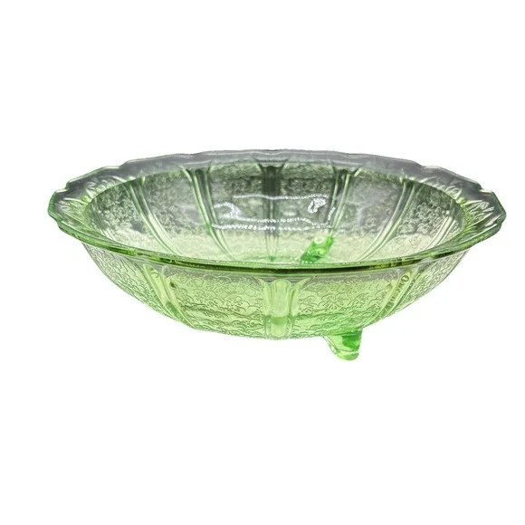 Vintage Uranium Vaseline Glass Bowl 10