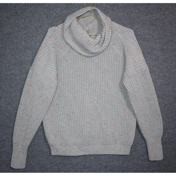 Free People Sweater Women Small Gray Gleam Leo Tunic Pullover Cowl Neck Bohemian