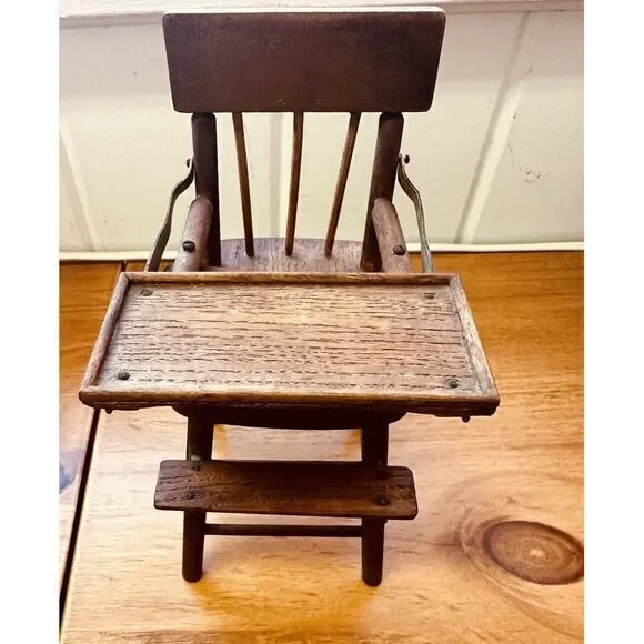 Vintage Hand Made Miniature Kitchen Dinning Child's High‎ Chair 8 1/8