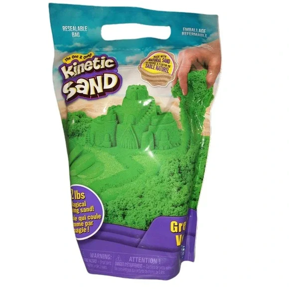 Kinetic Sand The Original Flowing Magical Moldable Sensory Play Sand, Green 2 Lb