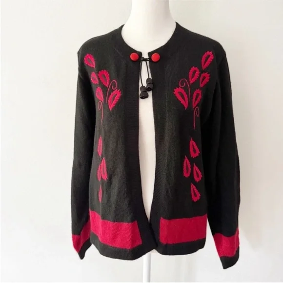 Vintage Women 100% Alpaca Cardigan Medium Wearable Art Quiet Luxury Whimsy