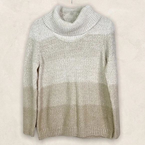 Calvin Klein Cowl Neck Chunky Knit Neutral Tone Sweater Size S