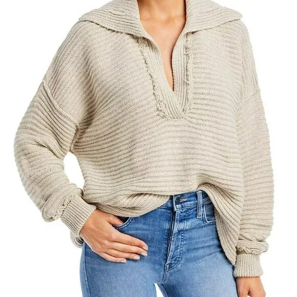 Free people Marlie pullover Women's sweater Pebble Size S Small Tan Color