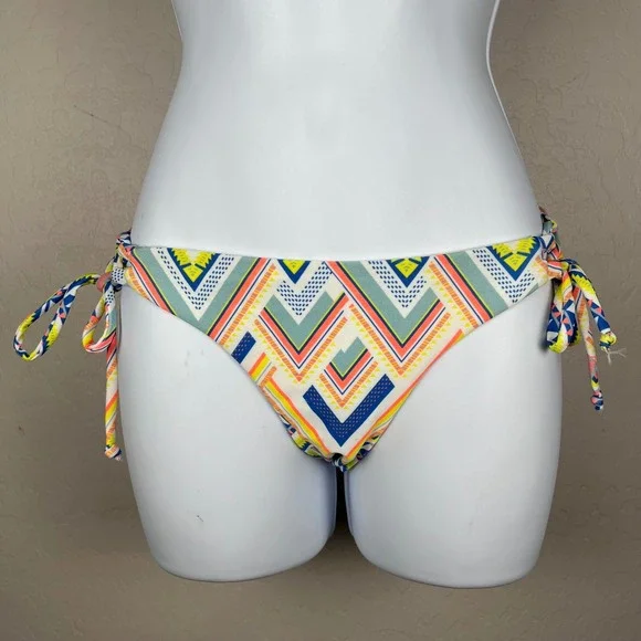 NWT L Space Tribal Print Swimsuit Bottoms Tie Side Bikini Bottom Colorful Sz‎ XS