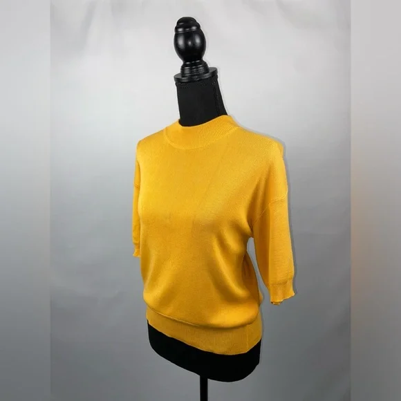 Sweater Mock Turtleneck Medium Golden Yellow Vintage Rena Rowan for Saville