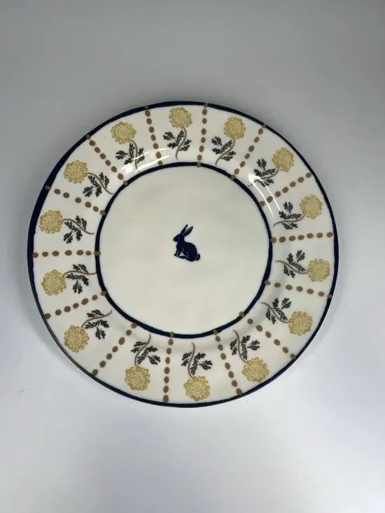 Anthropologie Millie Stoneware Dessert Plate Salad Bunny Rabbit HandPainted