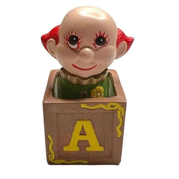 Vintage clown in alphabet block